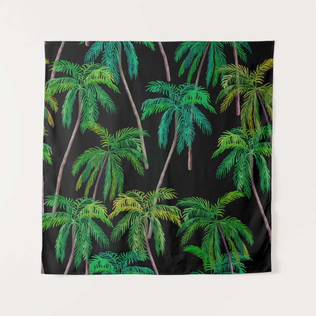 Tenture Palmiers : Motif d'été acrylique. (Devant)