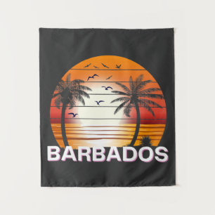 Tenture Palmiers Vintages de la Barbade Plage d'été
