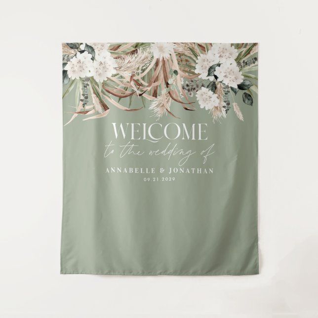 Tenture Pampas eucalyptus botanique moderne pour mariage d (Devant)
