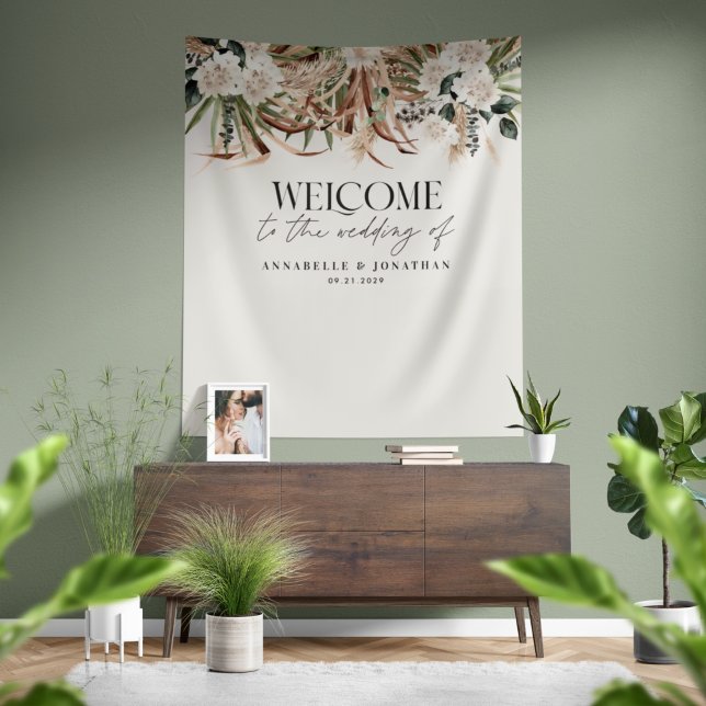 Tenture Pampas eucalyptus botanique moderne pour mariage d (Créateur téléchargé)
