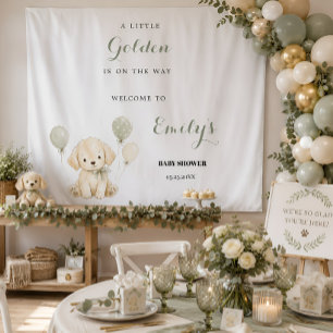 Tenture Pancarte de Baby Shower neutre pour Golden Retriev