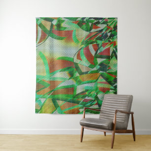 Tenture Panier style sur rubans courbés verts