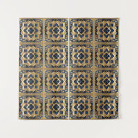 Panneau d'art géométrique Mur d'or bleu marocain