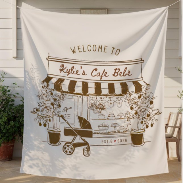 Tenture Panneau de Bienvenue Baby Shower Café Bébé, Thème  (Créateur téléchargé)