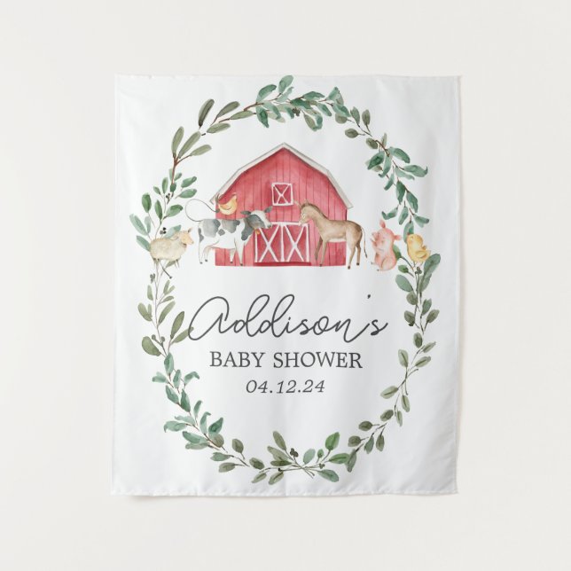 Tenture Panneau de bienvenue de ferme moderne rubans d'aff (Devant)