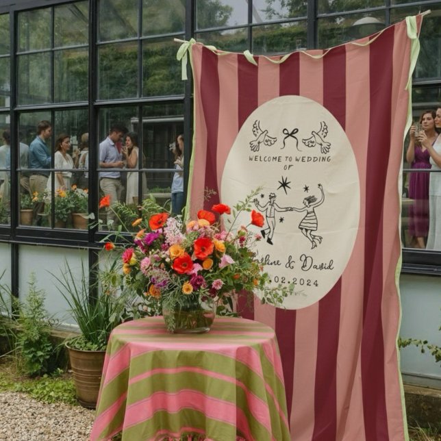 Tenture Panneau de bienvenue de mariage à griffonnage dess (Créateur téléchargé)
