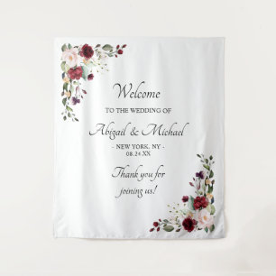 Tenture Panneau de bienvenue de mariage floral élégant bor