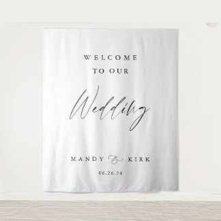 Tenture Panneau de bienvenue de mariage minimaliste | Bann