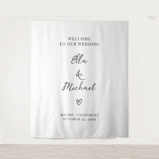 Tenture Panneau de bienvenue de mariage minimaliste élégan