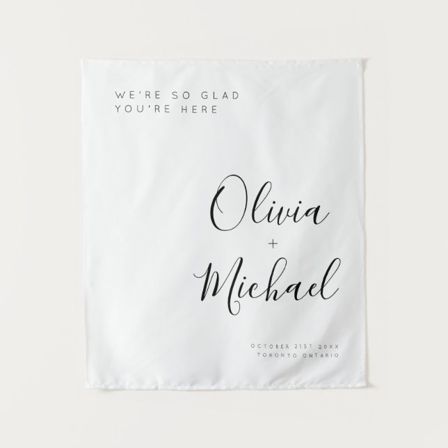 Tenture Panneau de bienvenue de mariage personnalisé avec  (Devant)