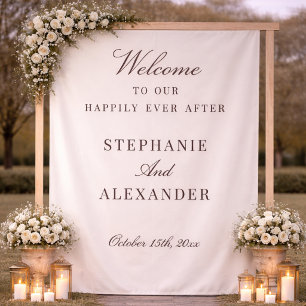 Tenture Panneau de bienvenue de mariage personnalisé en ti