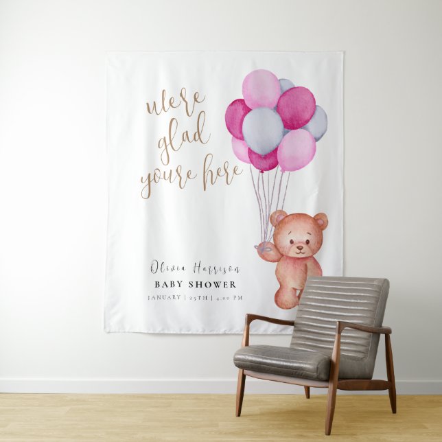 Tenture Panneau de bienvenue pour Baby Shower avec ours en (En situation)