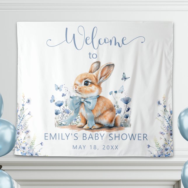 Tenture Panneau de bienvenue pour Baby Shower Lapin Mignon (Créateur téléchargé)