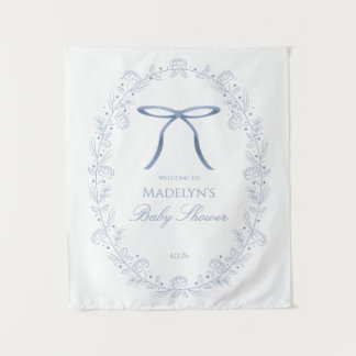Tenture Panneau de bienvenue pour Baby Shower Rubans Bleus
