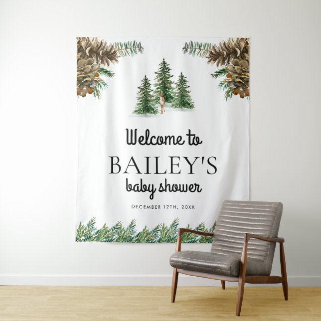 Tenture Panneau de bienvenue pour Baby Shower rustique d'h (En situation)