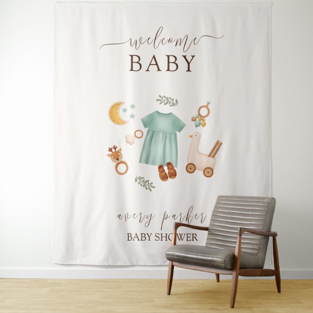 Tenture Panneau de bienvenue pour Baby Shower tenue Boho p (En situation)