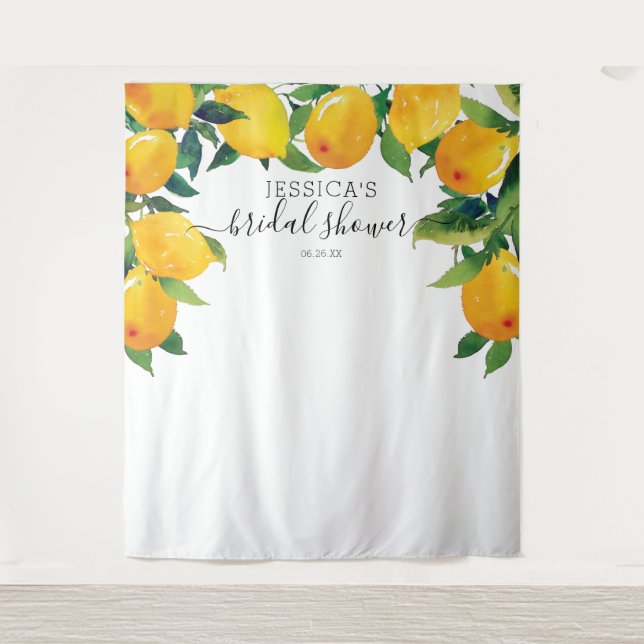 Tenture Panneau de bienvenue pour le mariage Lemon Citrus  (Devant)
