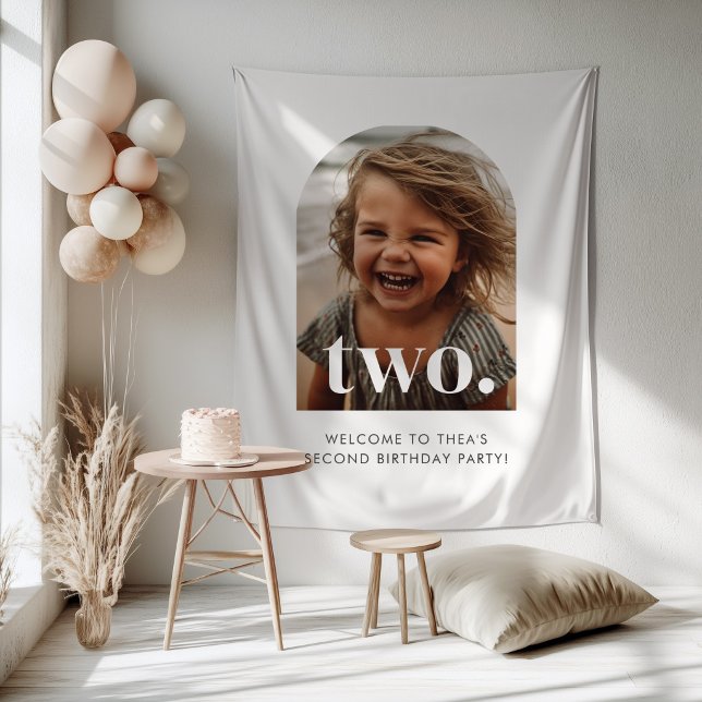 Tenture Panneau de bienvenue pour les 2 ans avec photo de  (Créateur téléchargé)