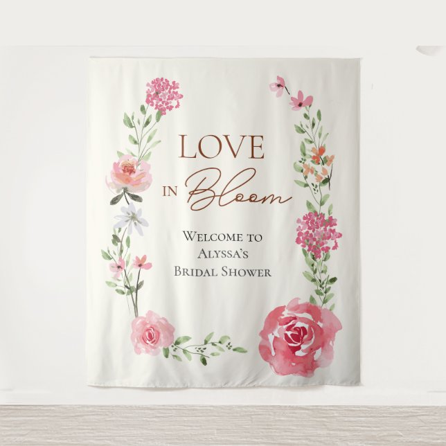 Tenture Panneau de bienvenue pour une douche de mariage fl (Devant)