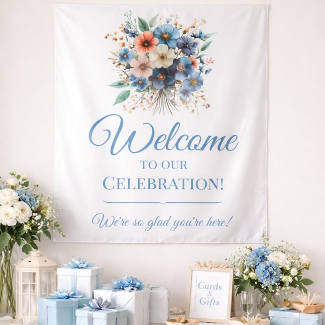 Tenture Panneau de bienvenue pour une fête de mariage Fleu (Créateur téléchargé)