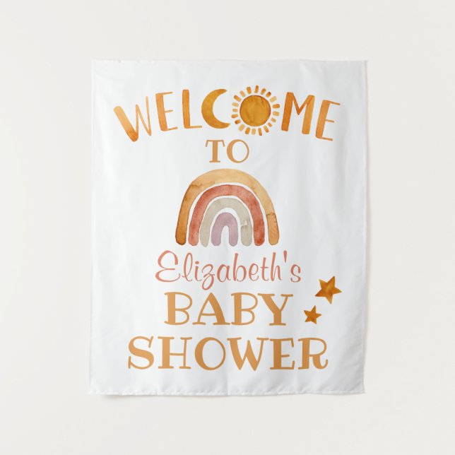 Tenture Panneau de bienvenue Soleil, Lune, Arc-en-ciel et  (Devant)