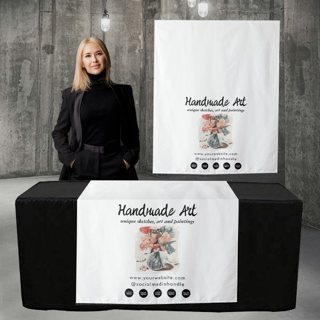 Tenture Panneau de coureur de table de magasin éphémère d' (Artist Pop Up Shop Table Runner Sign Photo Vendor Tapestry)
