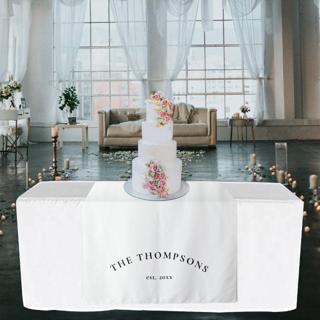 Tenture Panneau de dernier nom de mariage Runner de dîner  (Last Name Sign Wedding Bridal Dinner Runner Tapestry)