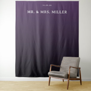 Tenture Panneau de mariage dégradé violet élégant