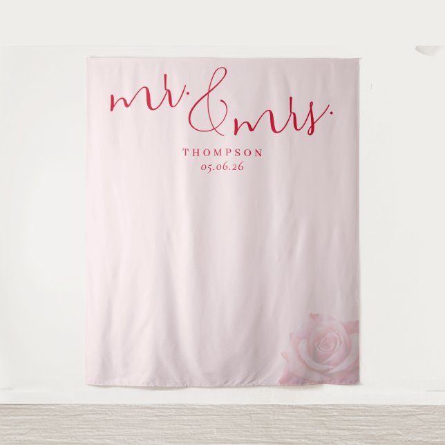 Tenture Panneau de mariage floral rose romantique (Devant)
