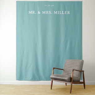 Tenture Panneau de mariage minimaliste élégant sarcelle