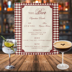 Tenture Panneau de menu de bar de mariage Old Money à carr