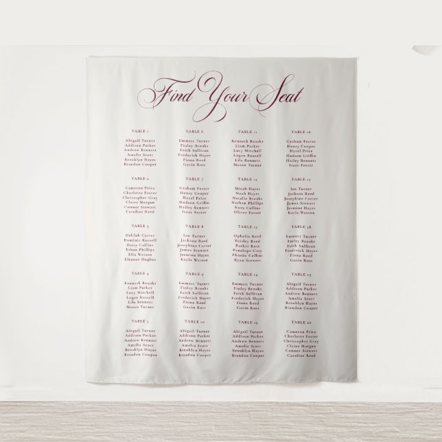 Tenture Panneau de plan de table de mariage classique Bour (Devant)