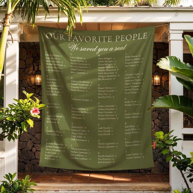 Tenture Panneau de plan de table de mariage en tissu vert  (Créateur téléchargé)