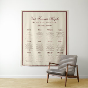Tenture Panneau de plan de table de mariage rétro Ivory Bu