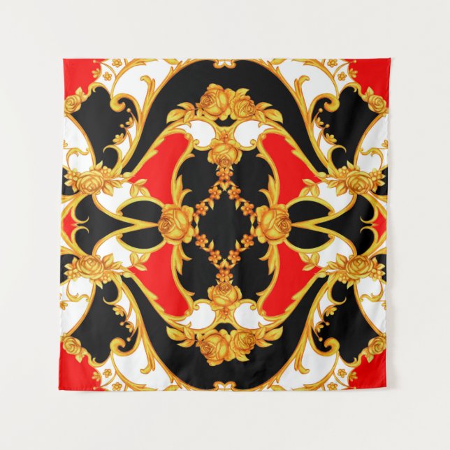 Tenture Panneau Rococo complexe avec éléments floraux (Devant)