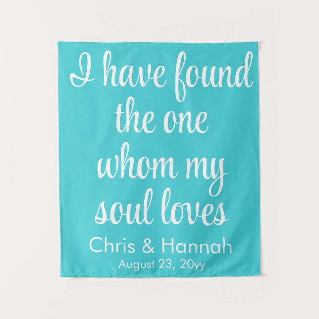 Tenture Panneau Rustique Mariage bleu turquoise (Devant)