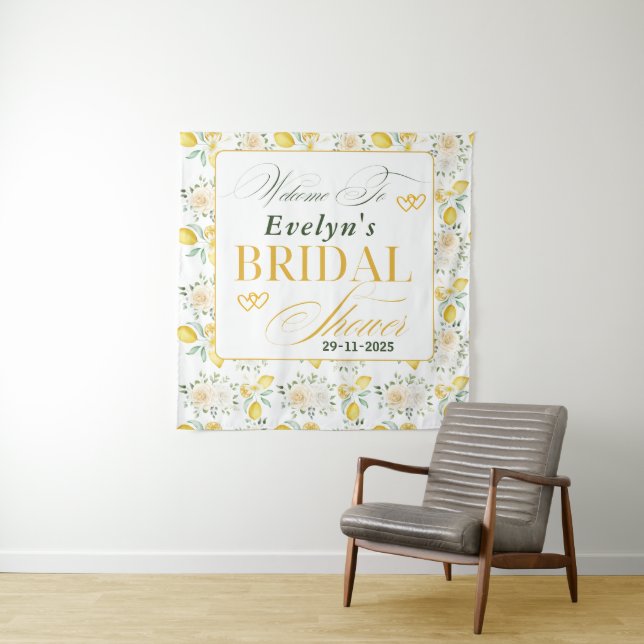 Tenture Papier à lettres élégant à motif de citrons pour d (En situation)