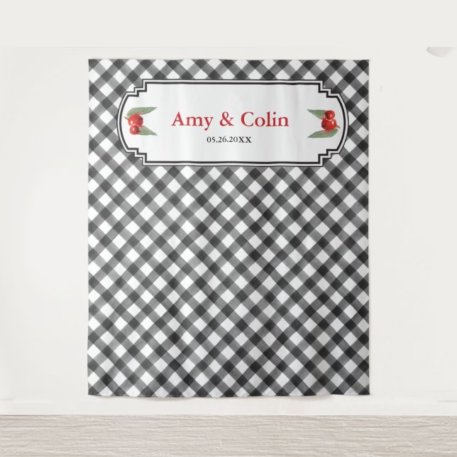 Tenture Papier à motifs Buffalo Check noir et blanc Mariag (Devant)