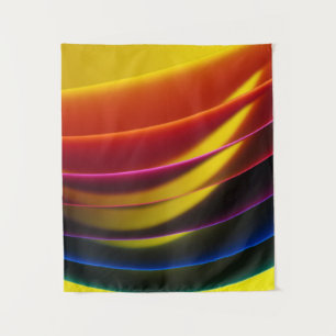 Tenture Papier de calque jaune, rouge, violet, bleu et ver