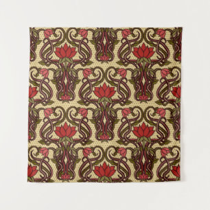 Tenture Papier peint à fleurs Art Nouveau.