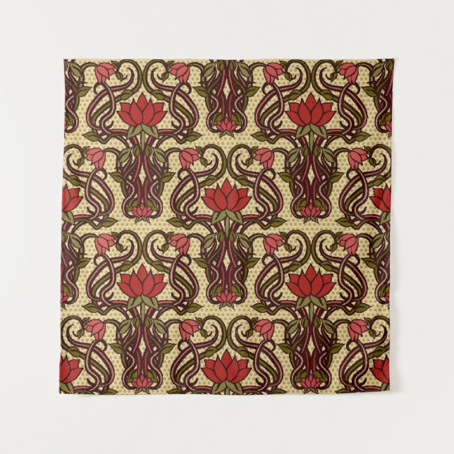 Tenture Papier peint à fleurs Art Nouveau. (Devant)