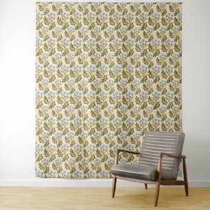 Tenture Papier peint de style vintage bleu motif botanique