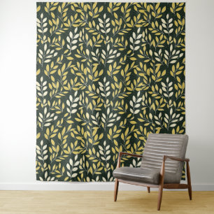 Tenture Papier peint de style vintage bleu motif botanique