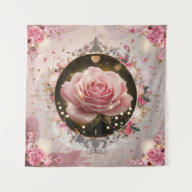 Tenture Papier Peint Élégant Mariage Rose Rose #5 (Devant)