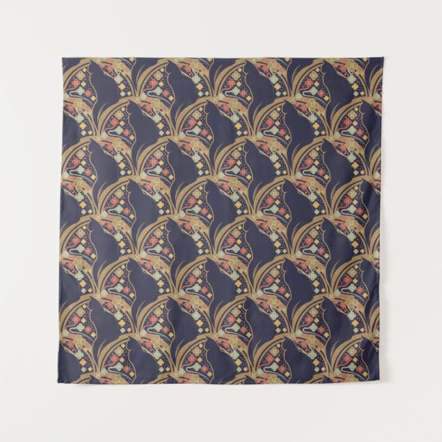 Tenture Papiers peints à motif floral Art Déco Chat (Devant)