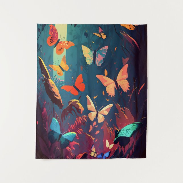 Tenture Papillon Animal Portrait Peinture Faune Forêt (Devant)