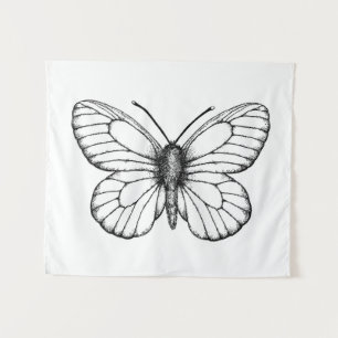 Tenture Papillon blanc à veine noire