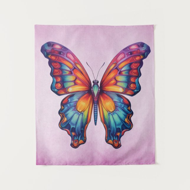 Tenture Papillon Bleu Orange ailes (Devant)