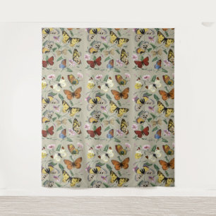 Tenture Papillon de nuit vintage 1842 Art botanique floral