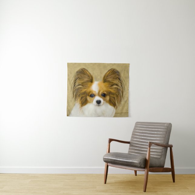 Tenture Papillon (Hound Tri) Peinture - Art Chien original (En situation (horizontale))